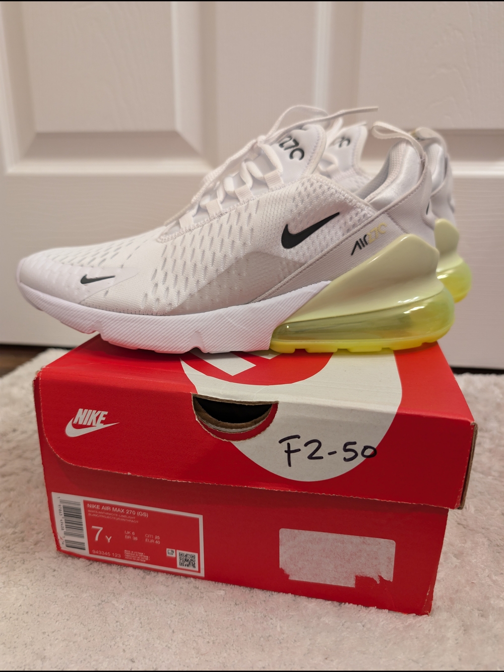 Nike Air Max 270 White with Yellow Green Accent